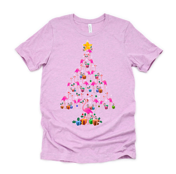 Pink Flamingo Christmas Tree Cute Flamingos Holiday Decor T-Shirt