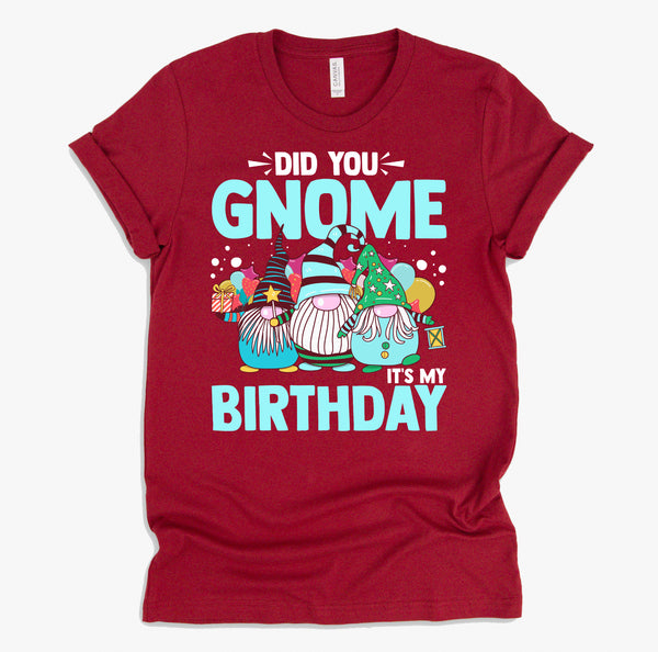 Did You Gnome It's My Birthday Gnomies Party Gnome Lover T-Shirt
