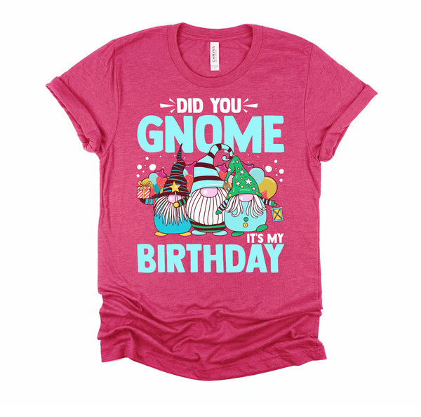 Did You Gnome It's My Birthday Gnomies Party Gnome Lover T-Shirt