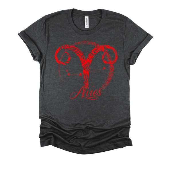 Red Aries Zodiac Sign Birthday Stars March April Horoscope T-Shirt