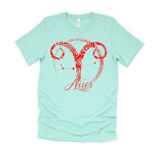 Red Aries Zodiac Sign Birthday Stars March April Horoscope T-Shirt