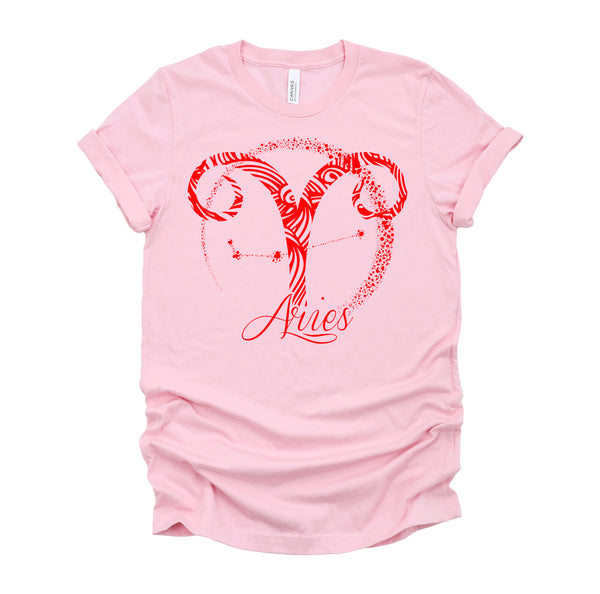 Red Aries Zodiac Sign Birthday Stars March April Horoscope T-Shirt