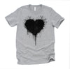 Black Heart Splatter Tshirt, Valentines Day Gift Shirt, Big Hearts Unisex T-Shirt XS-4XL