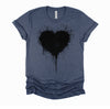 Black Heart Splatter Tshirt, Valentines Day Gift Shirt, Big Hearts Unisex T-Shirt XS-4XL