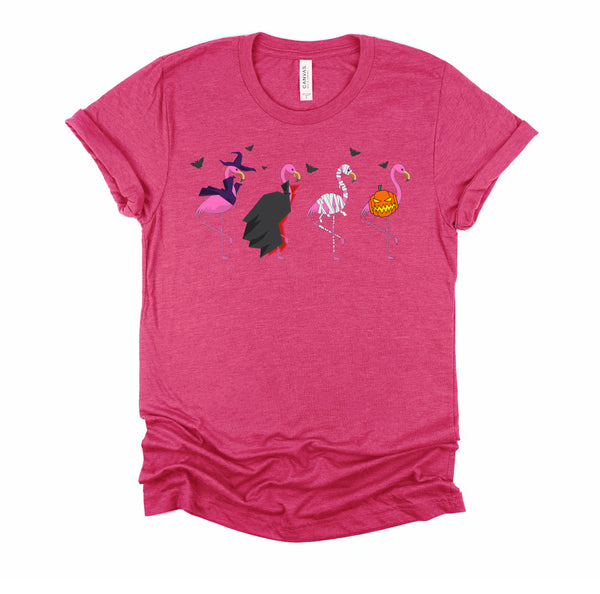 Pink Flamingo Halloween Costume Witch Vampire Mummy Jack T-Shirt