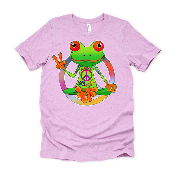 Hippie Frog Peace Sign Yoga Frogs Hippies 70s T-Shirt