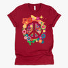 Peace Sign Colorful Flowers Hippie Retro 60s 70's T-Shirt