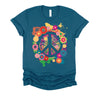 Peace Sign Colorful Flowers Hippie Retro 60s 70's T-Shirt
