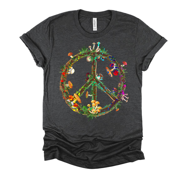 Magic Mushrooms Peace Sign Psychedelic Retro Shrooms Gift Shirt