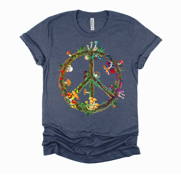 Magic Mushrooms Peace Sign Psychedelic Retro Shrooms Gift Shirt
