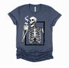 Skeleton Drinking Coffee Halloween T-Shirt