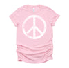 White Distressed Peace Sign Vintage Shirt, Hippie Outfit 70s 80s Grunge Short-Sleeve Unisex T-Shirt XS-4X