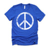 White Distressed Peace Sign Vintage Shirt, Hippie Outfit 70s 80s Grunge Short-Sleeve Unisex T-Shirt XS-4X