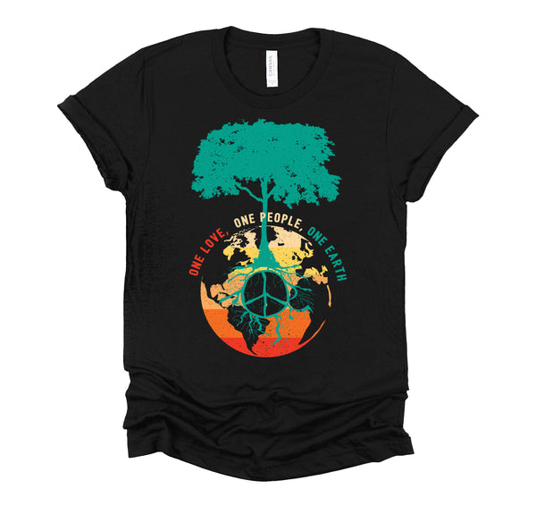 World Peace Tree Of Life Shirt, Love People Earth Day Tshirt, Save The Forest One Love Retro Unisex T-Shirt XS-4X