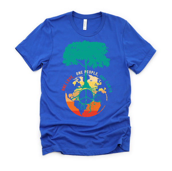 World Peace Tree Of Life Shirt, Love People Earth Day Tshirt, Save The Forest One Love Retro Unisex T-Shirt XS-4X