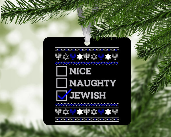 Funny Jewish Ornament Aluminum Hanukkah Christmas Ornaments Hanukkah Decorations Nice Naughty Jewish Christmas Tree Decor