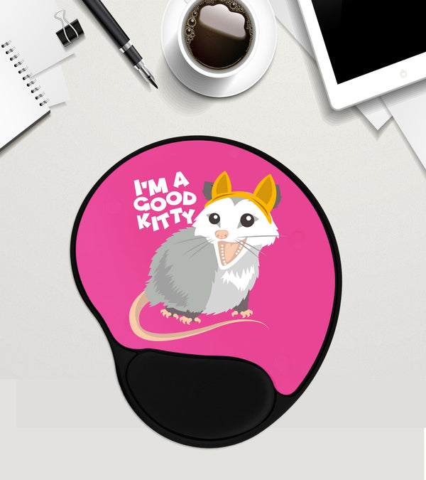 Good Kitty Cute Opossum Mouse Pad Trash Queen Possum Animal Print with Wrist Rest Mousepad Gel