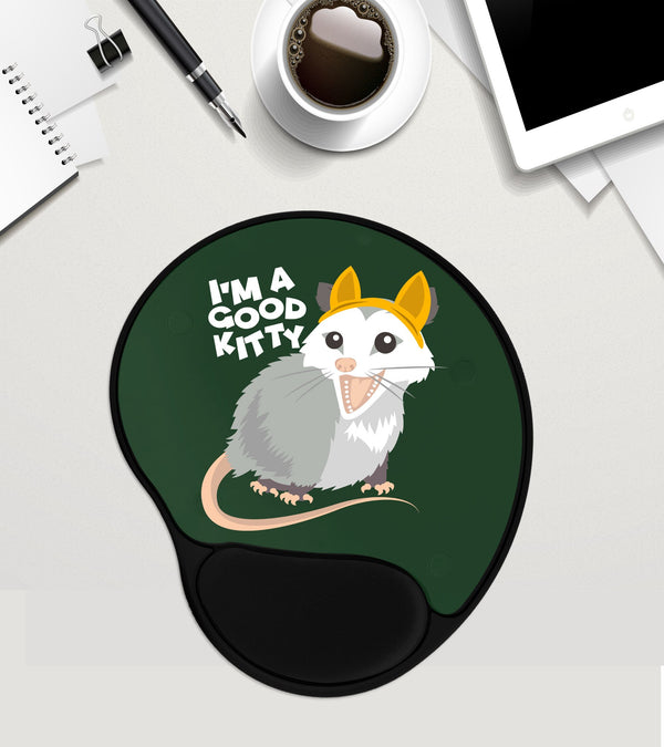 Good Kitty Cute Opossum Mouse Pad Trash Queen Possum Animal Print with Wrist Rest Mousepad Gel