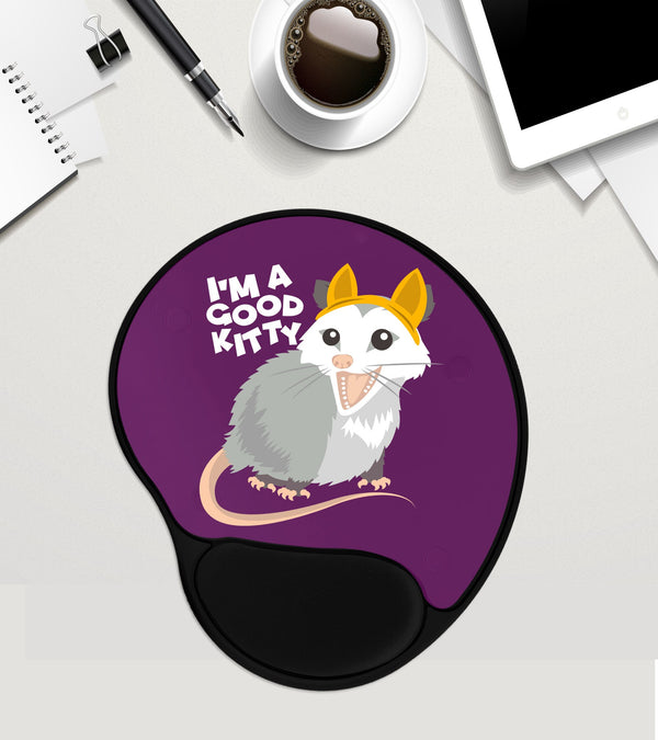 Good Kitty Cute Opossum Mouse Pad Trash Queen Possum Animal Print with Wrist Rest Mousepad Gel