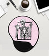 Skeleton Mouse Pad / Peace Sign Mousepad / Coffee Lover Gift / Custom Mouse Pad With Wrist Rest/ Mousepad Gel