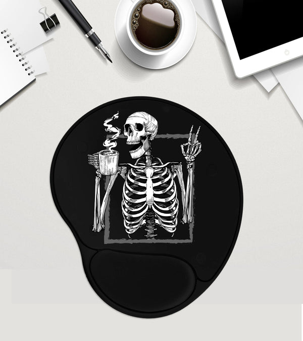 Skeleton Mouse Pad / Peace Sign Mousepad / Coffee Lover Gift / Custom Mouse Pad With Wrist Rest/ Mousepad Gel
