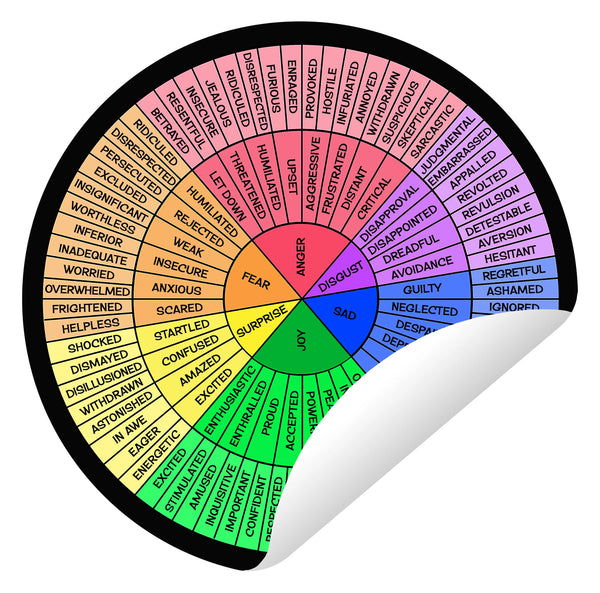 Feelings Wheel Vinyl Sticker 4" or 6" / Emotions Wheel Sticker / Therapy Tool / Therapist Gift / Stocking Stuffer