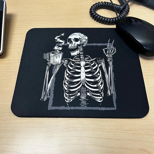 Halloween Skeleton Mouse Pad / Peace Sign Mousepad / Soft Grunge Aesthetic / Coffee Lover Gift / Skull & Bones Desk Accessories