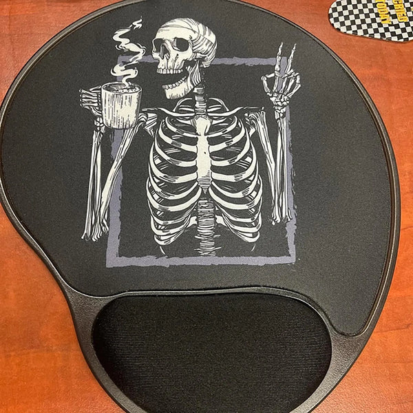 Skeleton Mouse Pad / Peace Sign Mousepad / Coffee Lover Gift / Custom Mouse Pad With Wrist Rest/ Mousepad Gel