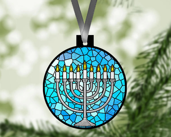 Jewish Menorah Ornament, Hanukkah Gifts, Christmas Ornaments Aluminum, Jews Xmas Hanging Decoration, Holiday Tree Decor