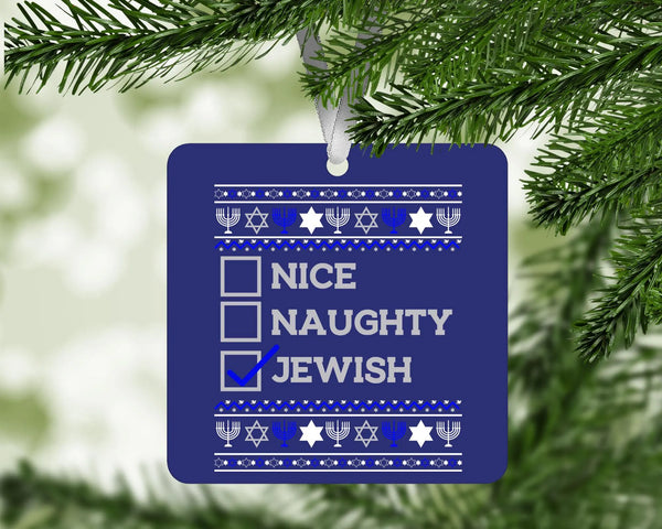 Funny Jewish Ornament Aluminum Hanukkah Christmas Ornaments Hanukkah Decorations Nice Naughty Jewish Christmas Tree Decor