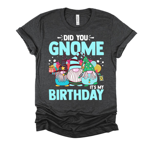 Did You Gnome It's My Birthday Gnomies Party Gnome Lover T-Shirt