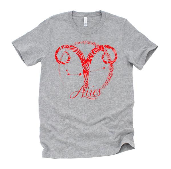 Red Aries Zodiac Sign Birthday Stars March April Horoscope T-Shirt