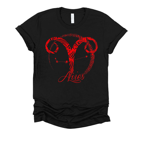 Red Aries Zodiac Sign Birthday Stars March April Horoscope T-Shirt