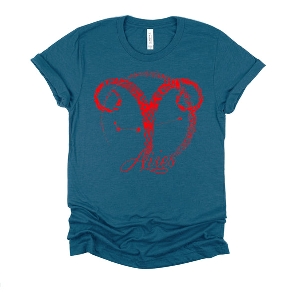 Red Aries Zodiac Sign Birthday Stars March April Horoscope T-Shirt