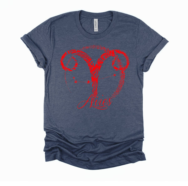 Red Aries Zodiac Sign Birthday Stars March April Horoscope T-Shirt