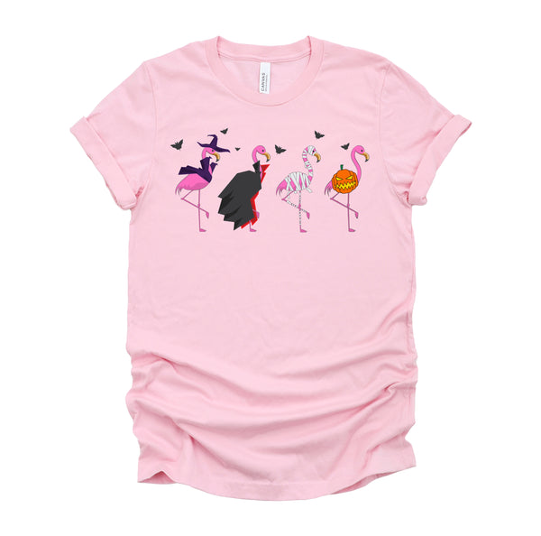 Pink Flamingo Halloween Costume Witch Vampire Mummy Jack T-Shirt