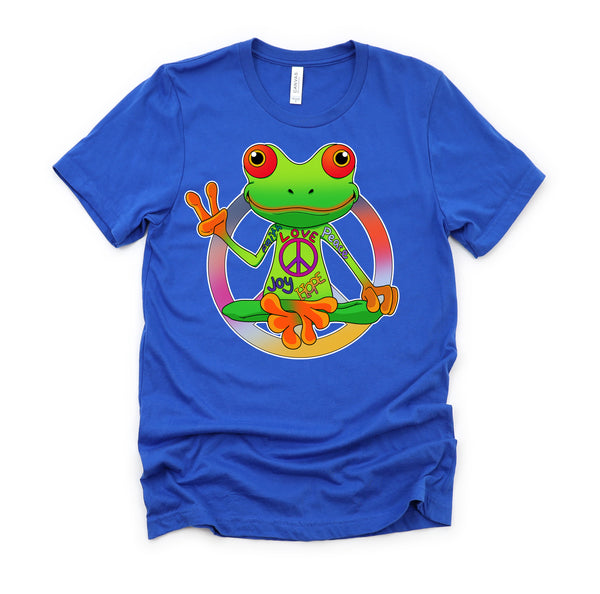 Hippie Frog Peace Sign Yoga Frogs Hippies 70s T-Shirt