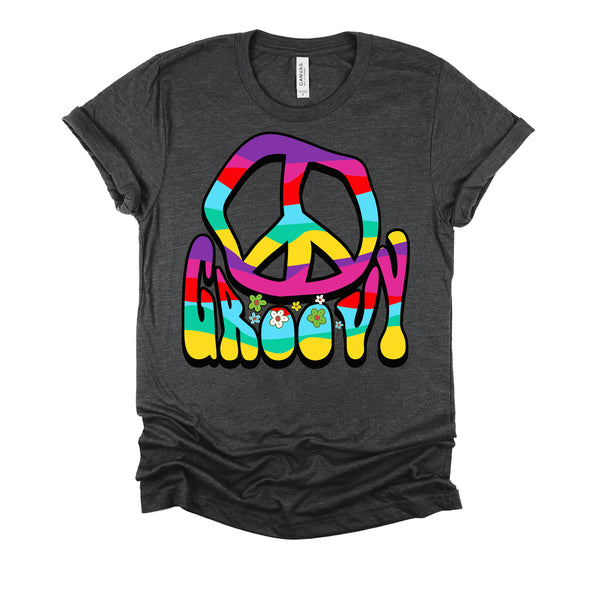 Groovy Hippie 60s 70s Peace Sign Symbol 1970s Flower Power T-Shirt