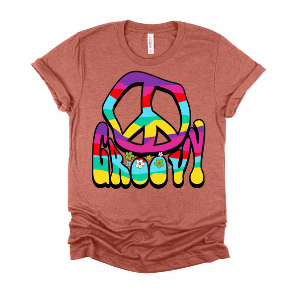 Groovy Hippie 60s 70s Peace Sign Symbol 1970s Flower Power T-Shirt