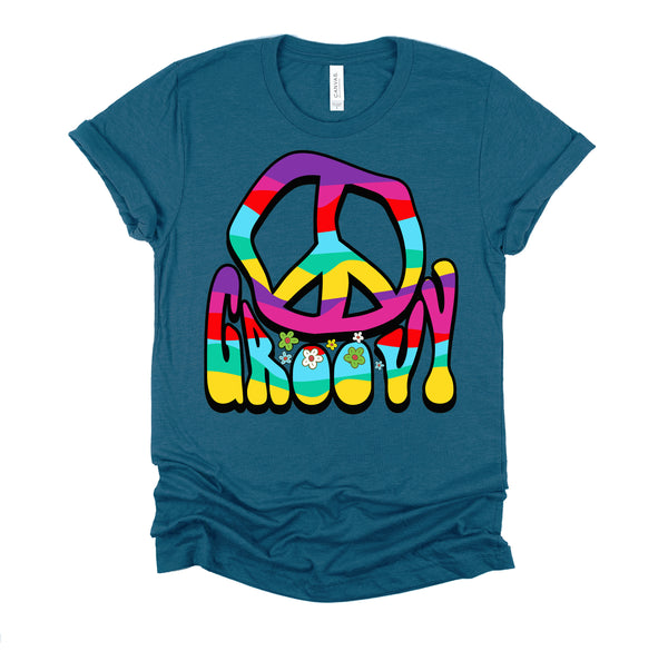 Groovy Hippie 60s 70s Peace Sign Symbol 1970s Flower Power T-Shirt