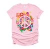 Peace Sign Colorful Flowers Hippie Retro 60s 70's T-Shirt