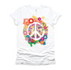 Peace Sign Colorful Flowers Hippie Retro 60s 70's T-Shirt