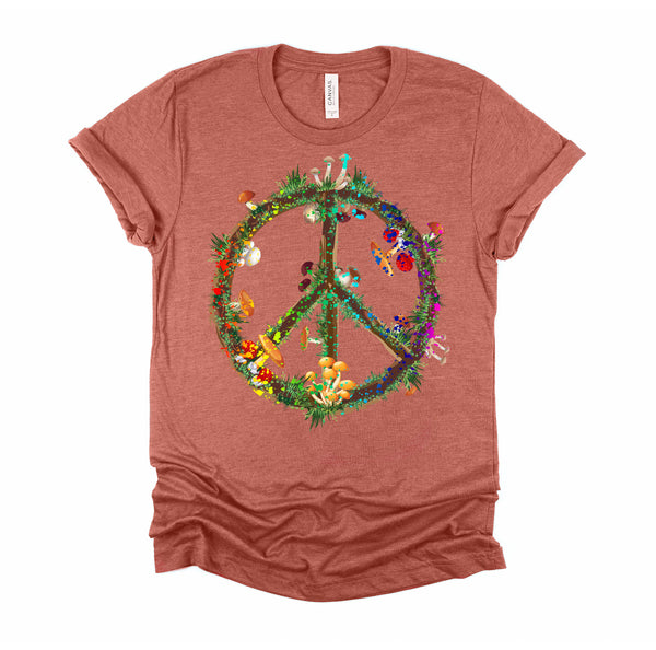 Magic Mushrooms Peace Sign Psychedelic Retro Shrooms Gift Shirt