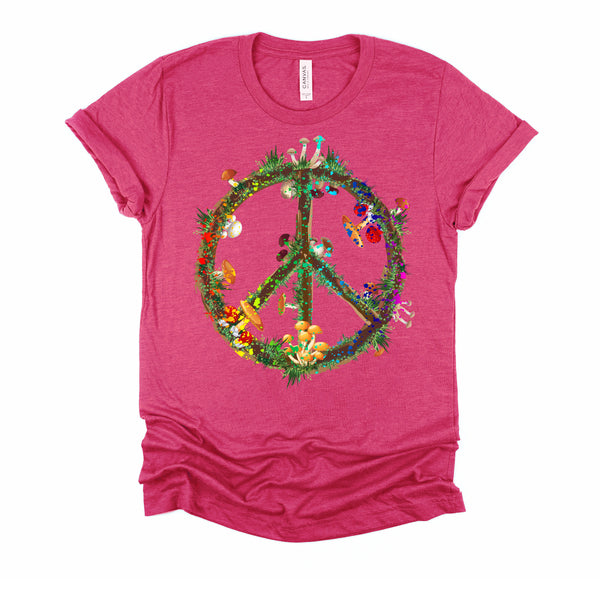 Magic Mushrooms Peace Sign Psychedelic Retro Shrooms Gift Shirt