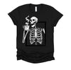 Skeleton Drinking Coffee Halloween T-Shirt