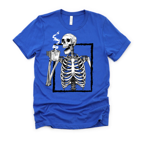 Skeleton Drinking Coffee Halloween T-Shirt