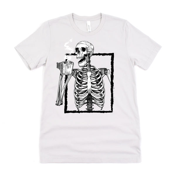 Skeleton Drinking Coffee Halloween T-Shirt