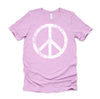 White Distressed Peace Sign Vintage Shirt, Hippie Outfit 70s 80s Grunge Short-Sleeve Unisex T-Shirt XS-4X