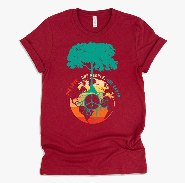 World Peace Tree Of Life Shirt, Love People Earth Day Tshirt, Save The Forest One Love Retro Unisex T-Shirt XS-4X