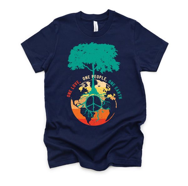 World Peace Tree Of Life Shirt, Love People Earth Day Tshirt, Save The Forest One Love Retro Unisex T-Shirt XS-4X